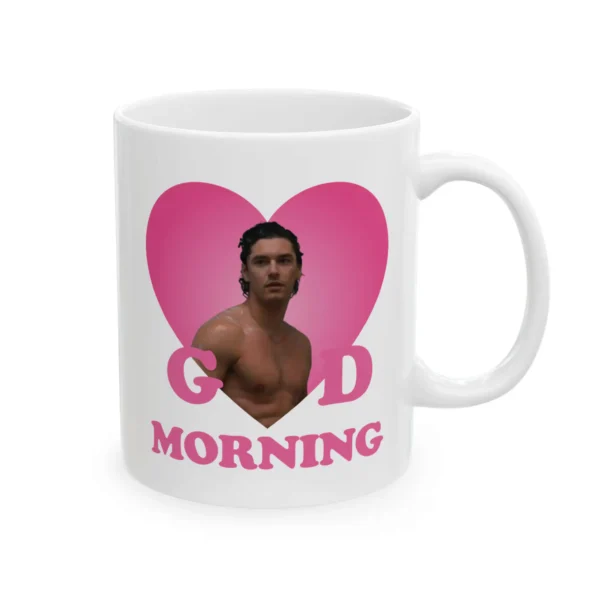 Good Morning Pink Heart Design Ceramic Mug