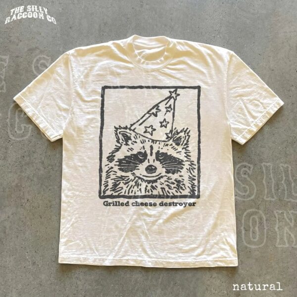 Grilled Cheese Destroyer Silly Raccoon Party Graphic Shirt