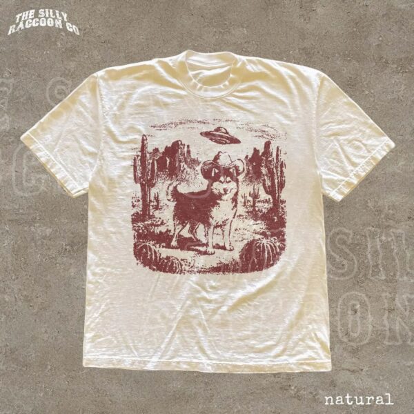 Vintage Western Husky UFO Desert Cowboy Graphic Shirt