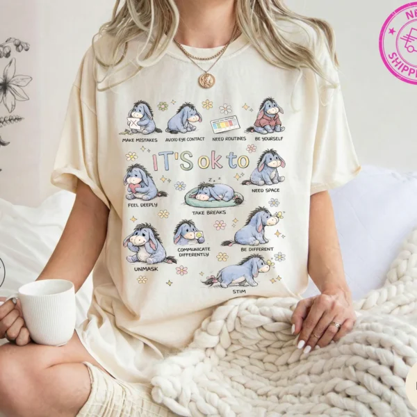 IT'S ok to Be Different Eeyore Autism Awareness Shirt