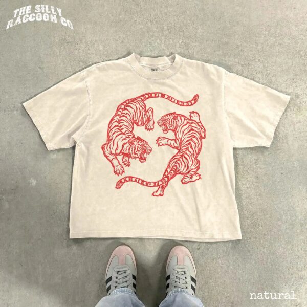 Japanese Fighting Tigers Vintage Tattoo Graphic Shirt