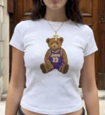 Lakers 23 Teddy Bear Vintage Basketball Baby Tee