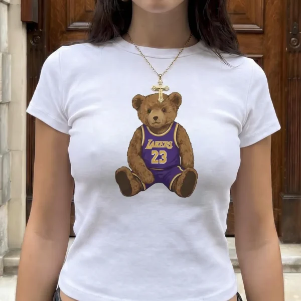 Lakers 23 Teddy Bear Vintage Basketball Baby Tee