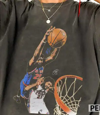 Mitchell Robinson Vs Joel Embiid Dunk Vintage Basketball Shirt
