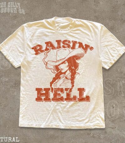 Raisin' Hell Cowgirl Vintage Western Graphic Shirt
