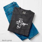 Retro Cupid Angel Rifle Vintage Dark Humor Graphic Shirt
