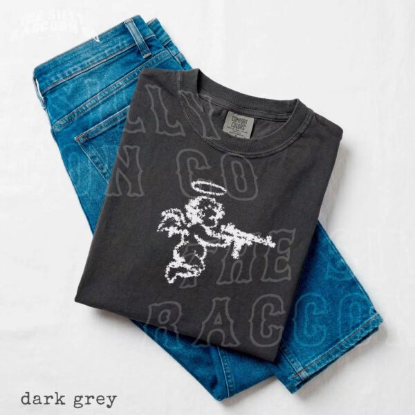 Retro Cupid Angel Rifle Vintage Dark Humor Graphic Shirt
