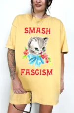 Smash Fascism Kitten Vintage Activist Statement Shirt
