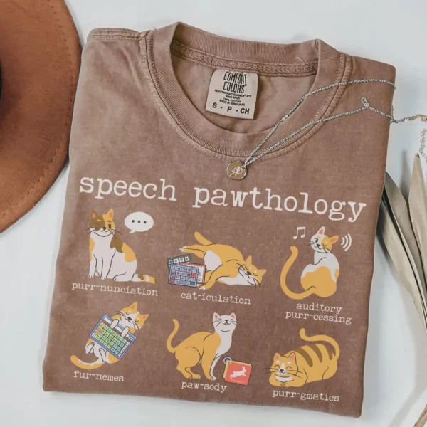 Speech Pawthology Funny Cat Speech Therapy Gift Shirt