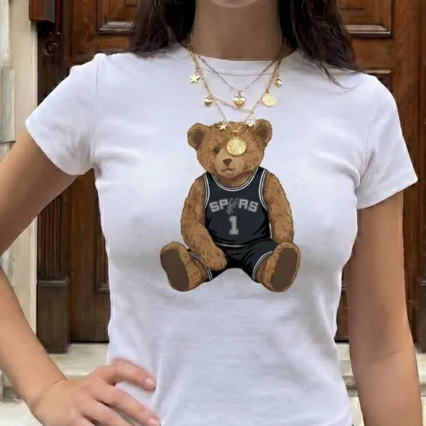 SPURS Teddy Bear Vintage Micro Rib Crop Baby Tee