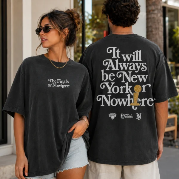 The Finals or Nowhere Knicks vs Spurs Washed Black Shirt