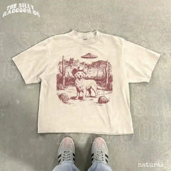 The Silly Raccoon Co Cosmic Cowboy Golden Retriever Shirt