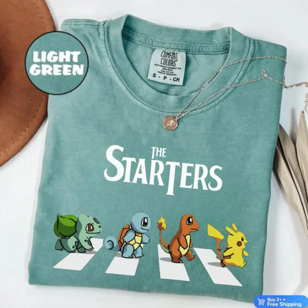 The Starters Abbey Road Pokémon Anime Graphic Shirt