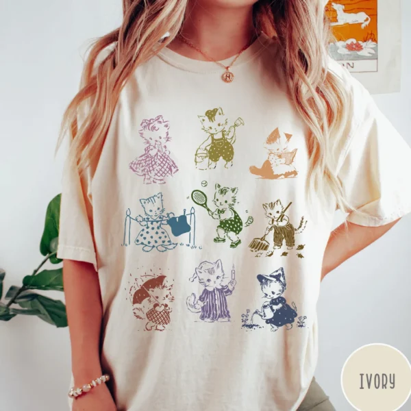 Vintage Kitten Retro Oversized Comfort Shirt