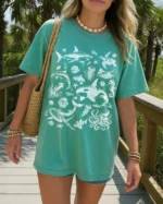 Vintage Ocean Animals Oversized Graphic Shirt