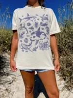 Vintage Ocean Animals Oversized Graphic Shirt