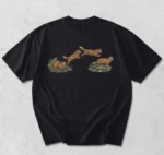Vintage Orange Cat Illustrated Graphic Design Shirt