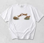 Vintage Orange Cat Illustrated Graphic Design Shirt
