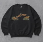 Vintage Orange Cat Illustrated Graphic Design Shirt