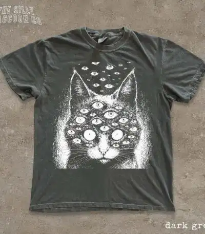 Weird Many-Eyed Cat Occult Graphic Shirt