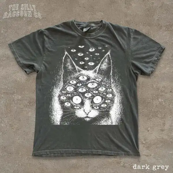 Weird Many-Eyed Cat Occult Graphic Shirt