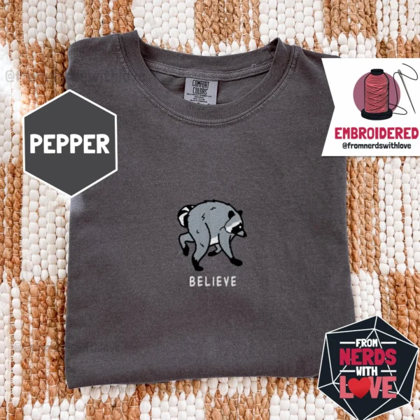 Believe Jimothy Raccoon Embroidered Shirt — Seattle