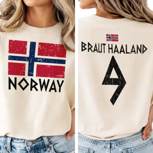 Braut Haaland Number 9 Norway Soccer Vintage Shirt