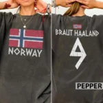 Braut Haaland Number 9 Norway Soccer Vintage Shirt