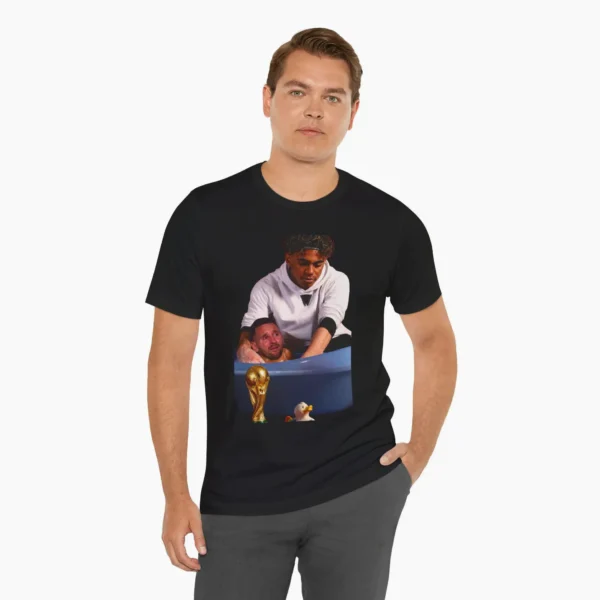 Crying Messi Bathtub Trophy Parody Football Shirt