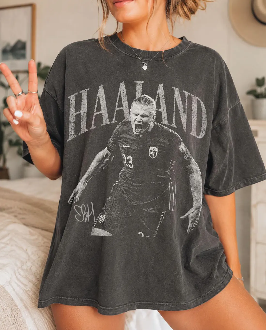 HAALAND Vintage Retro Soccer Graphic Bootleg Shirt HAALAND Vintage Retro Soccer Graphic Bootleg Shirt