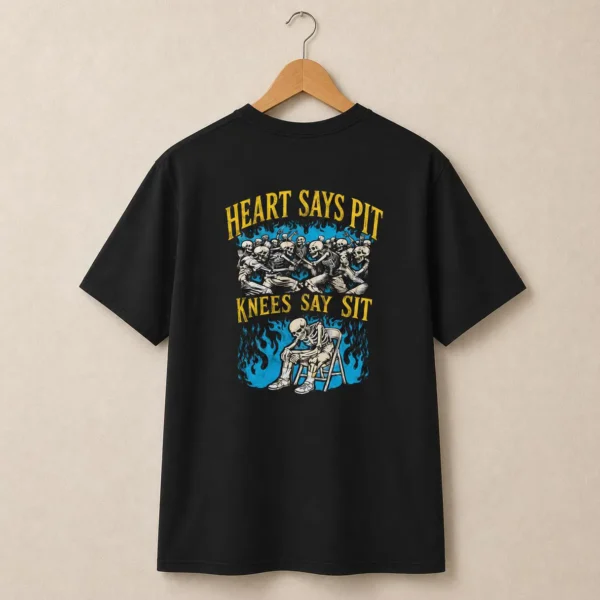 Heart Says Pit Knees Say Sit Metal Streetwear Shirt