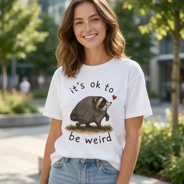 It's OK to Be Weird — Watercolor Raccoon Shirt