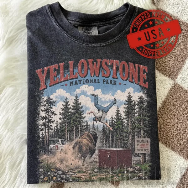 "Keep Your Distance" Yellowstone Bison Attack Shirt