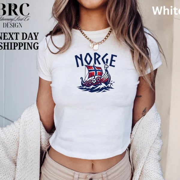 NORGE Graphic Baby Tee — Norway Football Y2K Style