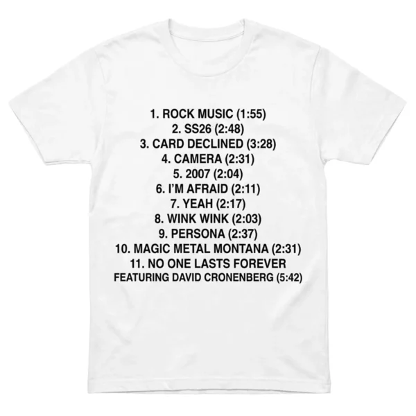 Rock Music Album Tracklist — Charli XCX Music Fashion Film Shirt