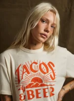 Tacos & Beer Retro Desert Sunrise Graphic Shirt