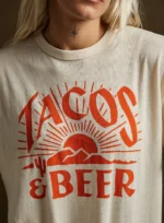 Tacos & Beer Retro Desert Sunrise Graphic Shirt