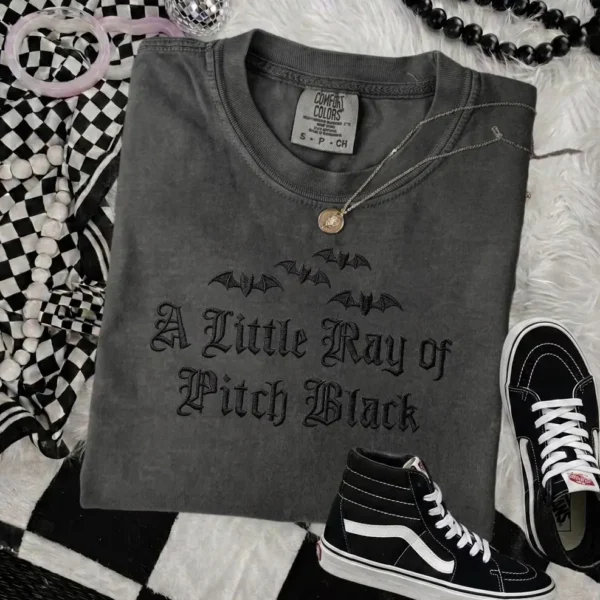A Little Ray of Pitch Black Embroidered Shirt