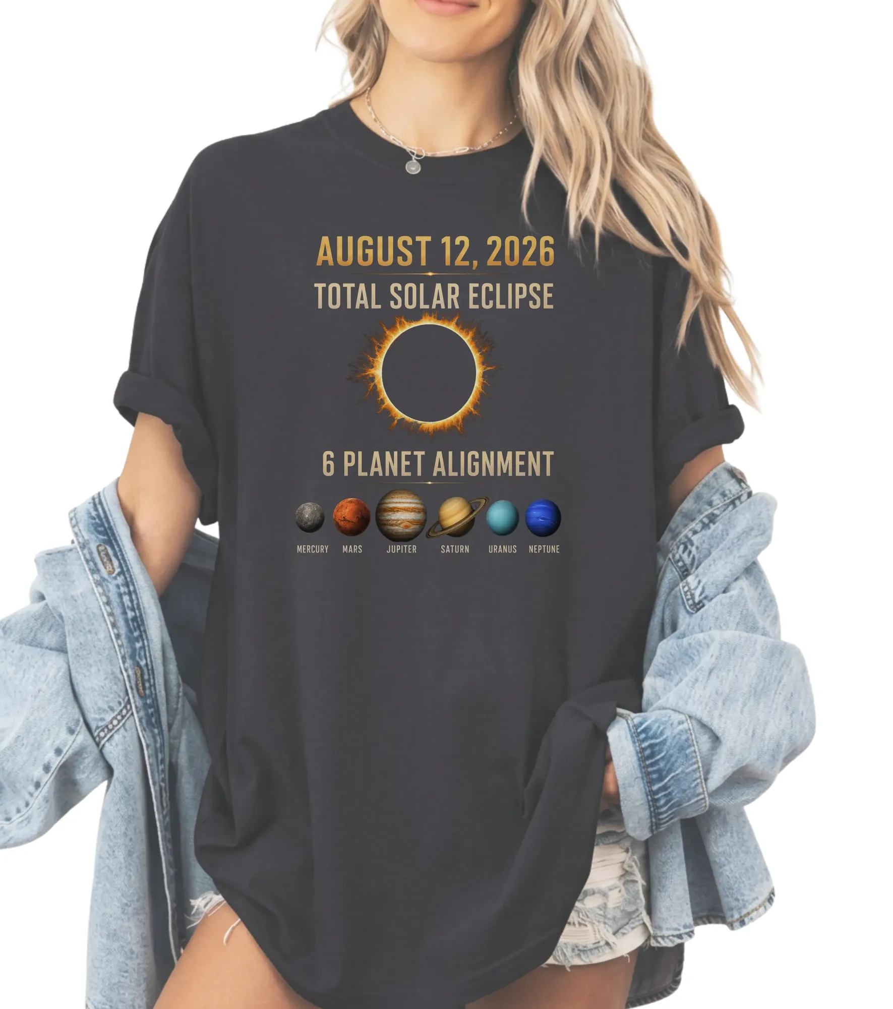August 12, 2026 Total Solar Eclipse 6 Planet Alignment Shirt August 12, 2026 Total Solar Eclipse 6 Planet Alignment Shirt
