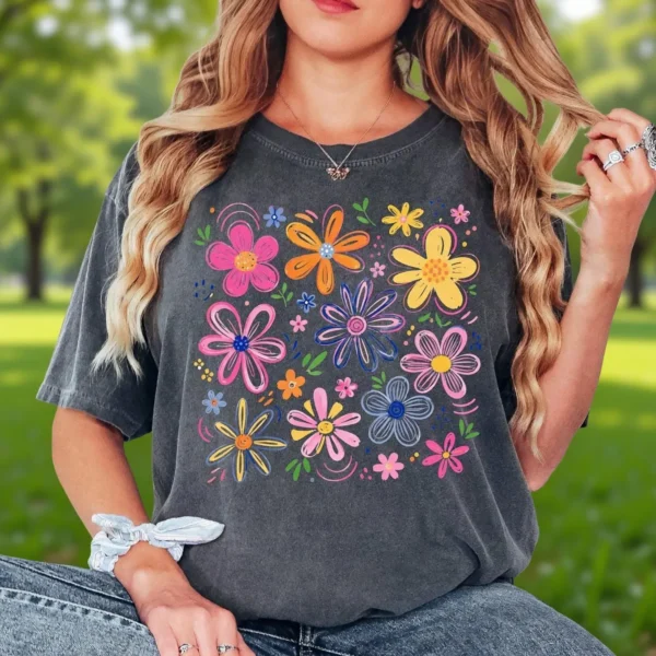Comfort Colors Floral Daisy Shirt — Retro Boho