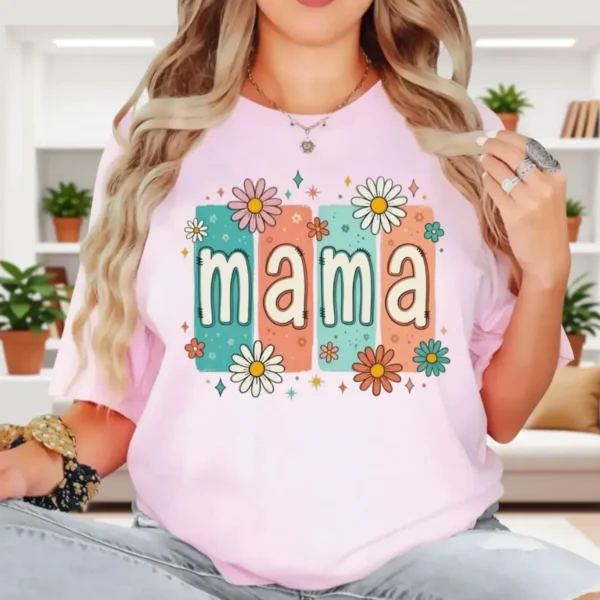 Cool "Mama" Retro Daisy Floral Shirt — Soft Comfort