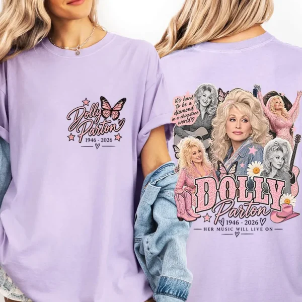Dolly Parton 1946-2026 Diamond Rhinestone Memorial Shirt