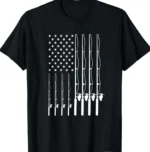 Fishing Pole American Flag Patriotic Shirt