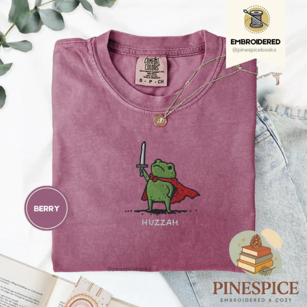 Huzzah Frog with Sword Embroidered Medieval Shirt