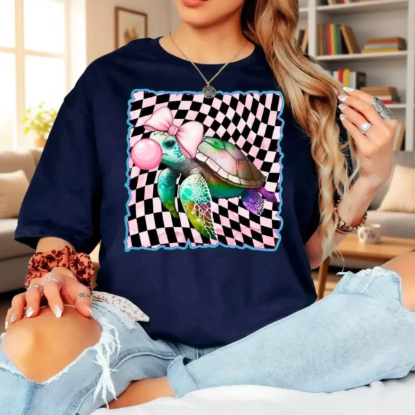 Preppy Sea Turtle Graphic Shirt for Women