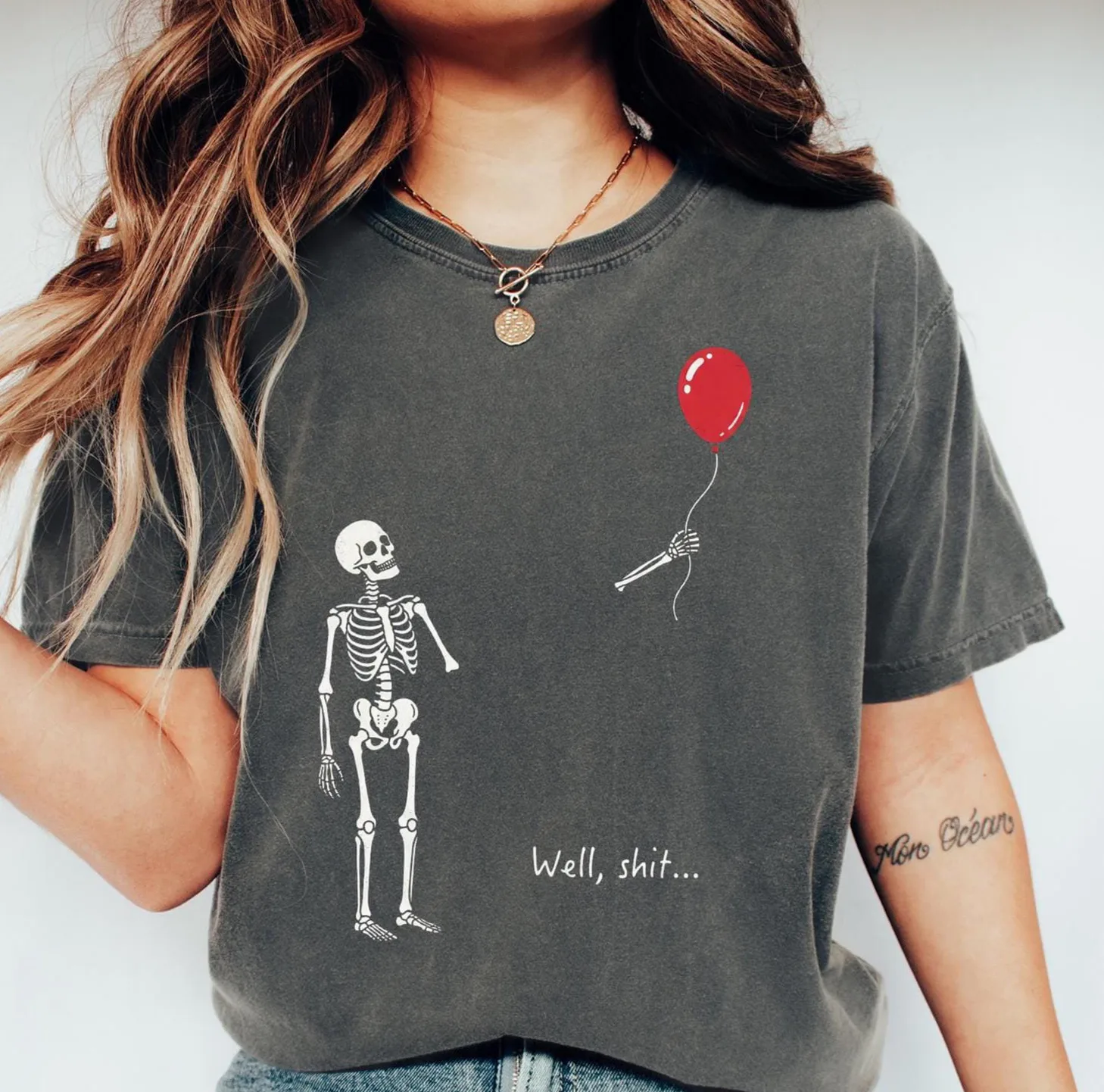 Well, shit… Dark Comedy Skeleton Halloween Shirt Well, shit... Dark Comedy Skeleton Halloween Shirt