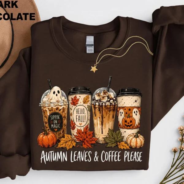 Autumn Leaves & Coffee Please — Fall Coffee Shirt