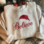 "Believe" Embroidered Christmas Sweatshirt