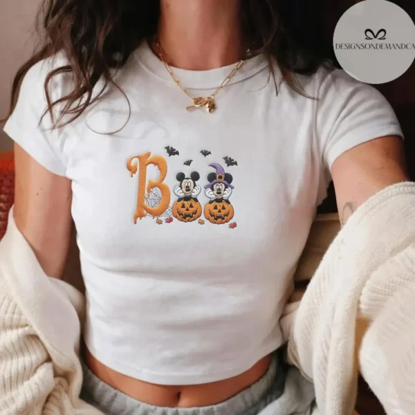 Boo Disney Mickey Minnie Embroidered Lace Halloween Baby Tee
