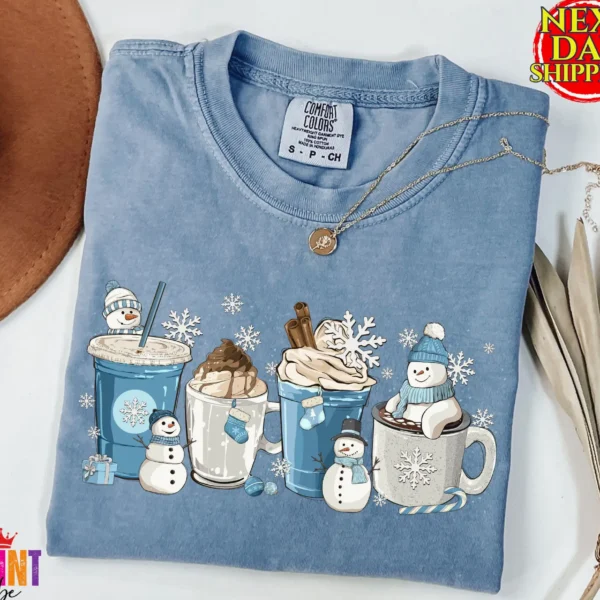 Cozy Winter Hot Cocoa Snowman Coffee Lovers Shirt